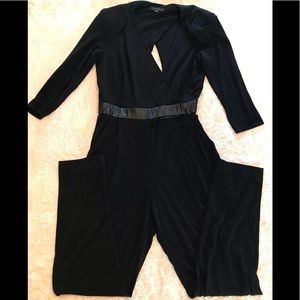 Rachel Zoe Shiloh Leather-Waist Jersey Jumpsuit